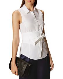 KAREN MILLEN Banded Tie-Front Shirt at Bloomingdales